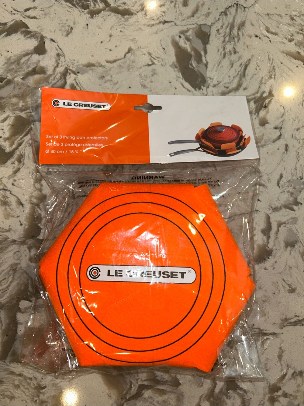 LE CREUSET FELT FRYING PAN PROTECTORS NWT